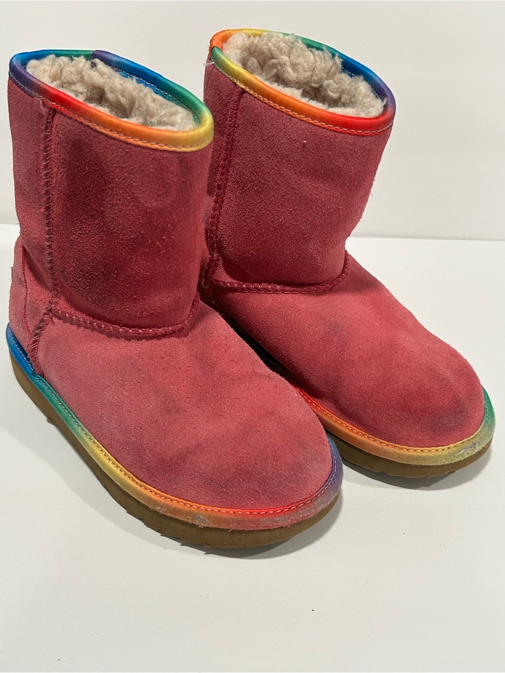 UGG Kids Classic Short II Rainbow Boots Pink Azalea Size 13 Kids Comfy Princess